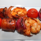Glazed Shrimp and Sausage Skewers with Smokey Paprika Glaze