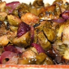 Roasted Brussels Sprouts with Apples and Red Onions